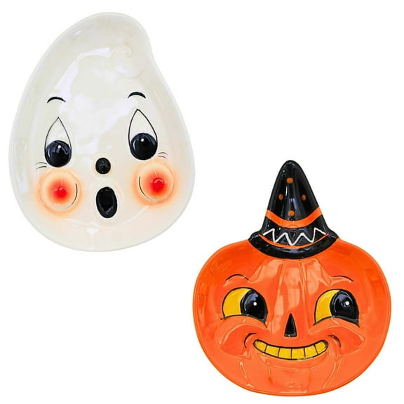 Transpac 7.00In Character Face Plates, Dolomite, Pumpkin Ghost Black Cat H8395 S2