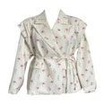 thumbnail image 2 of Chaqueta de Traje de Mujer de Larga con Solapa, Estilo -Otoño, con Cinturón en la Cintura y Hombreras. Flor L, 2 of 4
