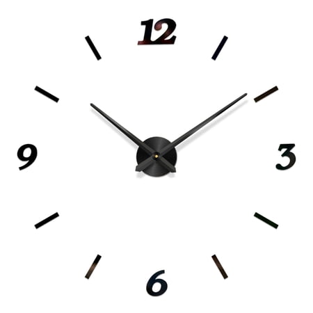 COMPUKAS Metal Wall Clock with Big Numbers Black Decorative Clock for Livingroom Home Decor