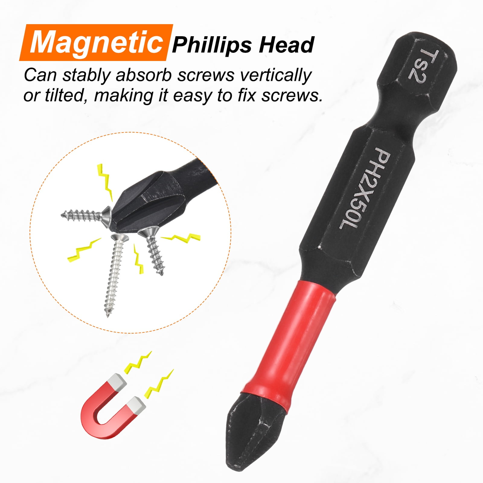 Impact Phillips Screwdriver Bit PH2 (#2) Anti Slip Tip 1/4