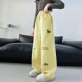 thumbnail image 5 of NIEWTR Girls Casual Straight Leg Pants Wide Loose Fit Lounge Sweatpants Elastic Waist Drawstring Joggers with Pockets Spring（A01-Yellow,5-6 Years), 5 of 7
