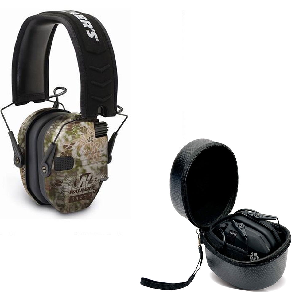 Walkers Razor Slim Electronic Ear Muffs (Kryptek Camo) & Storage