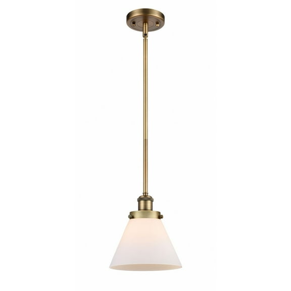 916-1S-BB-G41-Innovations Lighting-Cone - 1 Light Stem Hung Mini Pendant In Industrial Style-10 Inches Tall and 8 Inches Wide-Brushed Brass