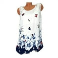 thumbnail image 1 of UHNDY Women Sleeveless Lace Stitching Women Butterfly Print Chiffon Blouse,White,S, 1 of 3