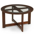 thumbnail image 4 of Newboti Furniture Cylina Solid Wood Glass Top Round Table Set, Coffee Table with 4 Stools 75237, 4 of 7