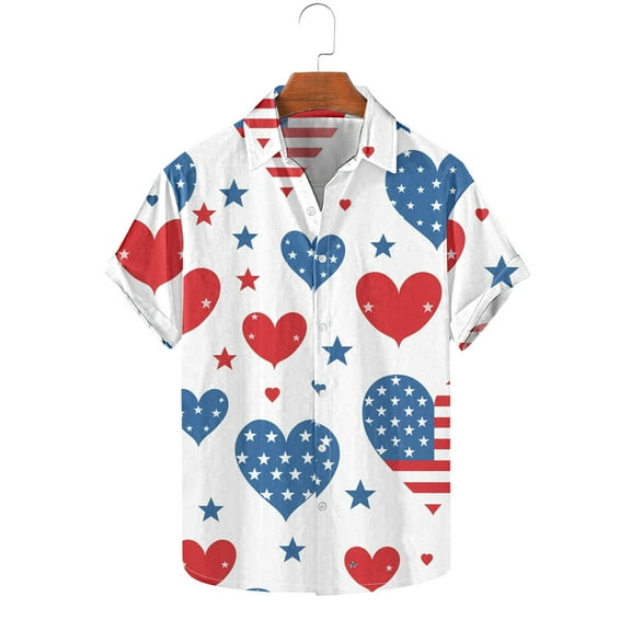 GERsome Mens Hawaiian Shirts Short Sleeve Button Down 4th of July Holiday Beach Shirts S-5XL