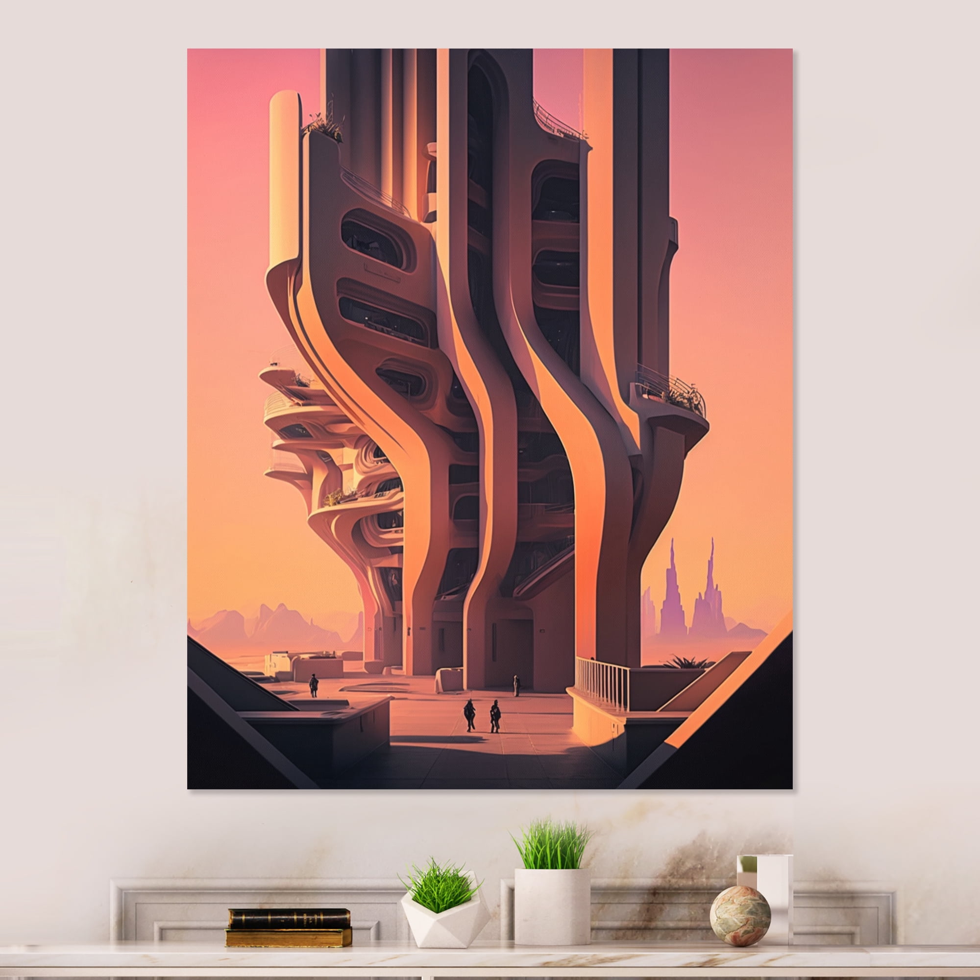 Designart Futuristic Architectural Building III Canvas Wall Art
