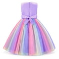 thumbnail image 2 of Uhnice Little Girl's Sequin Sleeveless Mesh Rainbow Dress for Wedding Party (Purple, 6-7 Years/140), 2 of 7