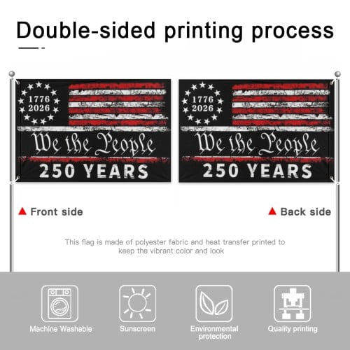 250 Year American Anniversary Flag 3x5 Ft Double Sided 250th Anniversary USA Flag 4th of July We-The-People Patriotic Flags For Outside Yard Indoor Decor