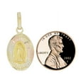thumbnail image 3 of 14k Tricolor Gold, Small Virgin Mary Religious Pendant Oval Charm 13mm with 20" Dainty Neck Chain, 3 of 8