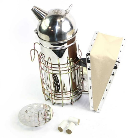 Goodland Bee Supply GLSMKR 11-Inch Stainless Steel Bee Hive Smoker with 3 Pack Of Smoker Fuel - GLSMKR