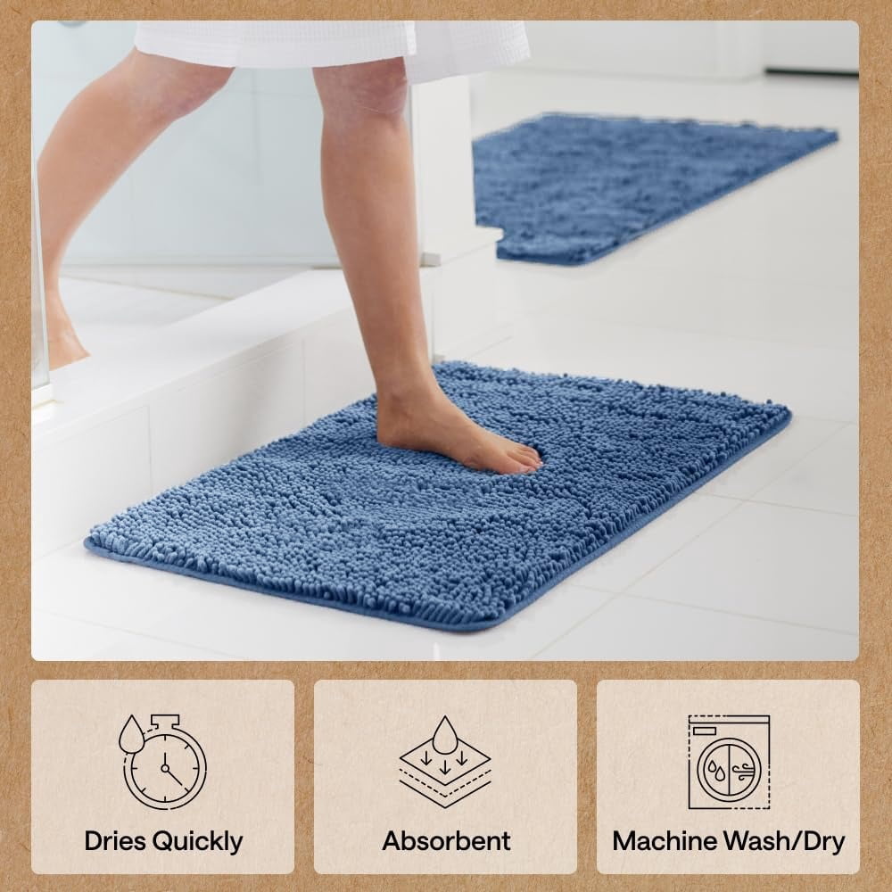 Bath Rug Mat, Thick Soft Absorbent Chenille, Quick Dry Microfiber Mats, Rubber Backing Washable Shower Floor Rugs, US Designed Bathroom Halloween Home Decor Accessories