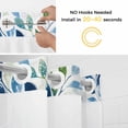 thumbnail image 5 of Navy Blue Leaves No Hook Shower Curtain Waterproof, Bathroom Curtains with Snap in Liners and See Through Top Window, Green Summer Botanical Hotel Style Bathtub Curtains Shower 72"Wx96"L, 5 of 8