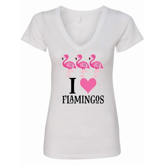 Inktastic I Love Flamingos Pink Bird Women's V-Neck T-Shirt
