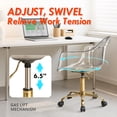 thumbnail image 3 of Clear Desk Chair, Adjustable Acrylic Home Office Chair with Wheels, Swivel Vanity Rolling Chair Swivel Task Chair for Office, Home, Make Up, Small Space, Bed Room(Gold), 3 of 7
