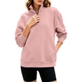 thumbnail image 2 of MLCDZ Women's Casual Lightweight Oversized Half Zipper Collared Sweatshirts Long Sleeve Solid Color Pullover Jackets with Pockets, 2 of 10