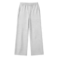 thumbnail image 3 of Lutiedan Wide Leg Striped Pants for Girls High Waisted Elastic Baggy Pants Casual Fall Winter Trousers with Pockets Size 4-16,Gray, 3 of 7