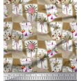 thumbnail image 1 of Soimoi Cotton Poplin Fabric Leaves & Flower Floral Printed Fabric 1 Yard 56 Inch Wide, 1 of 1