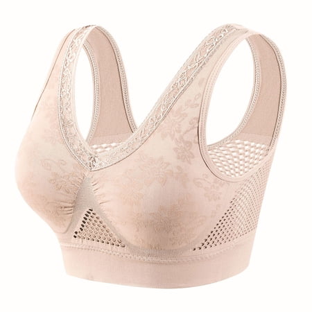 SMihono Hana Bra - Cotton Buttonless Comfy Lifting Shaping Bra Plus Size Breathable Cool Lift up Air Seamless Bras Beige M