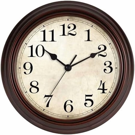 Wall Clock, 12 Inch Silent Non Ticking Battery Operated Clocks, Decorative for Living Room, Bedrooms, Kitchen (Bronze)