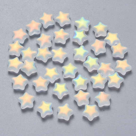 Spray Painted Glass Beads AB Color Plated Frosted Star WhiteSmoke 8x8.5x4mm Hole: 1mm