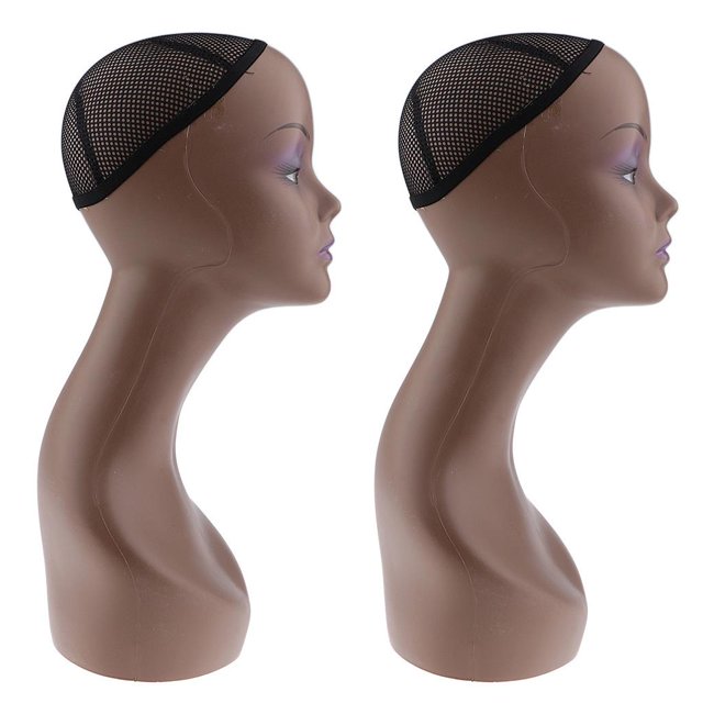 2 Paquetes de Pelucas de Busto de Cabeza de Maniquí Femenino Realista Baoblaze