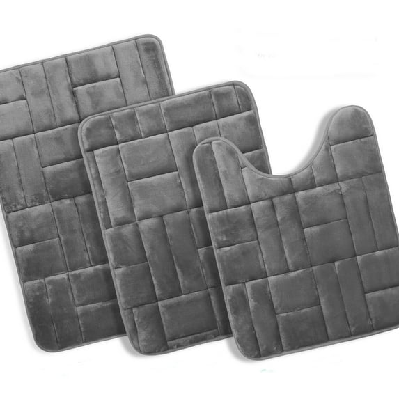 Bath Mat Rug, 3 Piece Memory Foam Bath Mats for Bathroom, Thick Soft Absorbent Bath Rugs, Easy to Dry