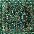 thumbnail image 1 of Ahgly Company Machine Washable Indoor Square Persian Turquoise Blue Traditional Area Rugs, 8' Square, 1 of 4