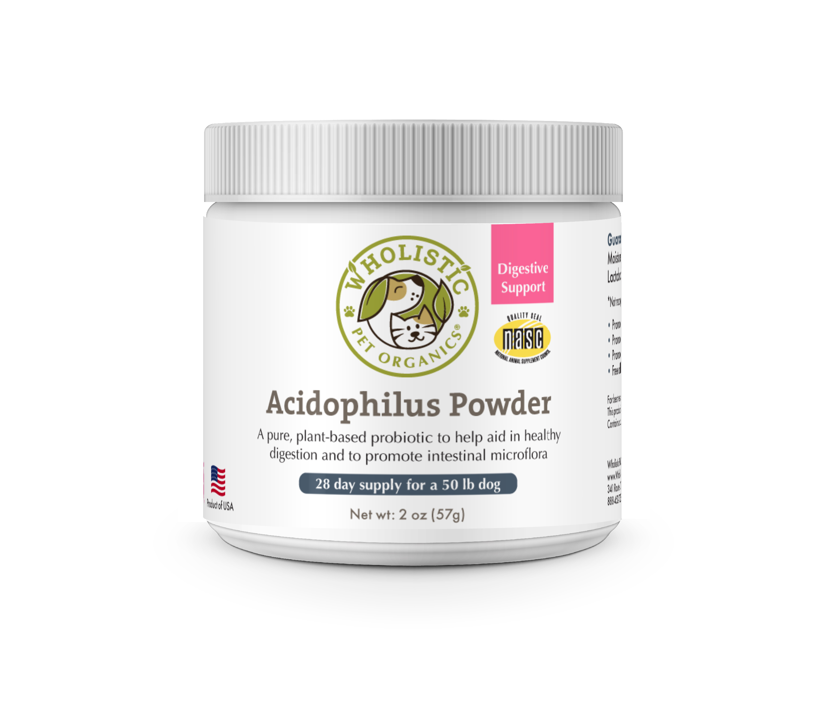 Wholistic Pet Organics Acidophilus Sensitive Digestion Dog Supplement