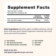 EZ Melts Dissolvable Zinc Supplement 30 mg, Sugar-Free, 2-Month Supply - 1 Pack