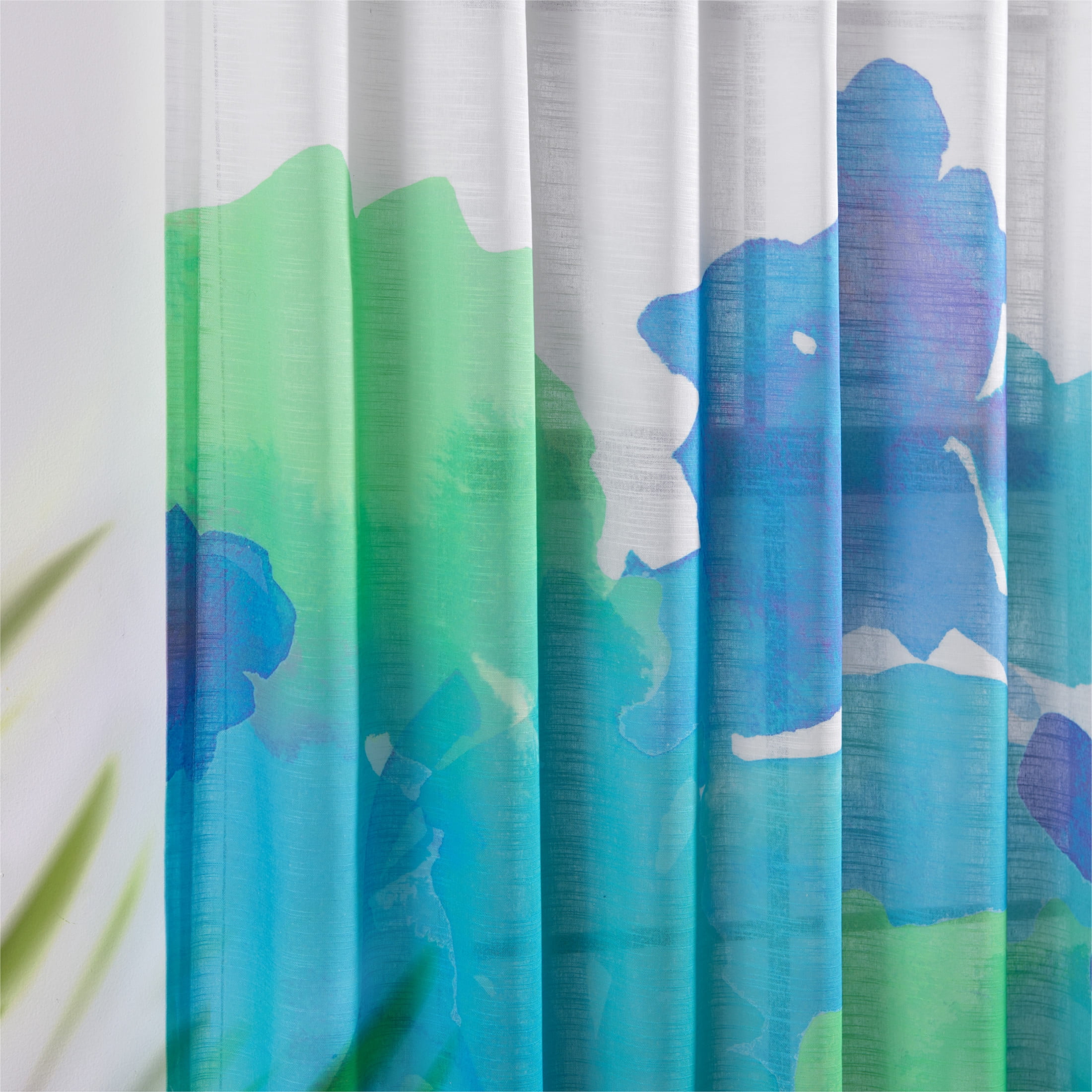 Rochelle Porter Caribbean Sea Single Panel Curtain Poletop Rod Pocket, Cotton, Blue, Light Filtering, Adult, 50" W x 84" L