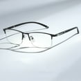 thumbnail image 6 of Men Half Rimless Business Black Progressive Reading Glasses 3.00, Anti-blue Light Classic Flexible Readers +3.00 Strength (Progressive), 6 of 9