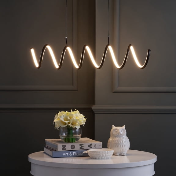 JONATHAN Y Ali 31" Dimmable Adjustable Integrated LED Metal Linear Pendant, Black