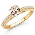 thumbnail image 2 of Gem Stone King 10K White Gold 5MM Cushion Cut Peach Morganite and White Lab Grown Diamond Engagement Ring for Women (0.70 Cttw, Gemstone October Birthstone, Available in Size 5, 6, 7, 8, 9), 2 of 4
