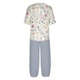 thumbnail image 5 of Yuwull Womens Pajamas Set Short Sleeve Crew Neck Top with Capris Pants Elastic High Waisted Casual Floral Sleepwear Pjs Loungewear Sets Womens Sleepwear Summer Pajamas S-4XL Plus Size On Clearance, 5 of 5