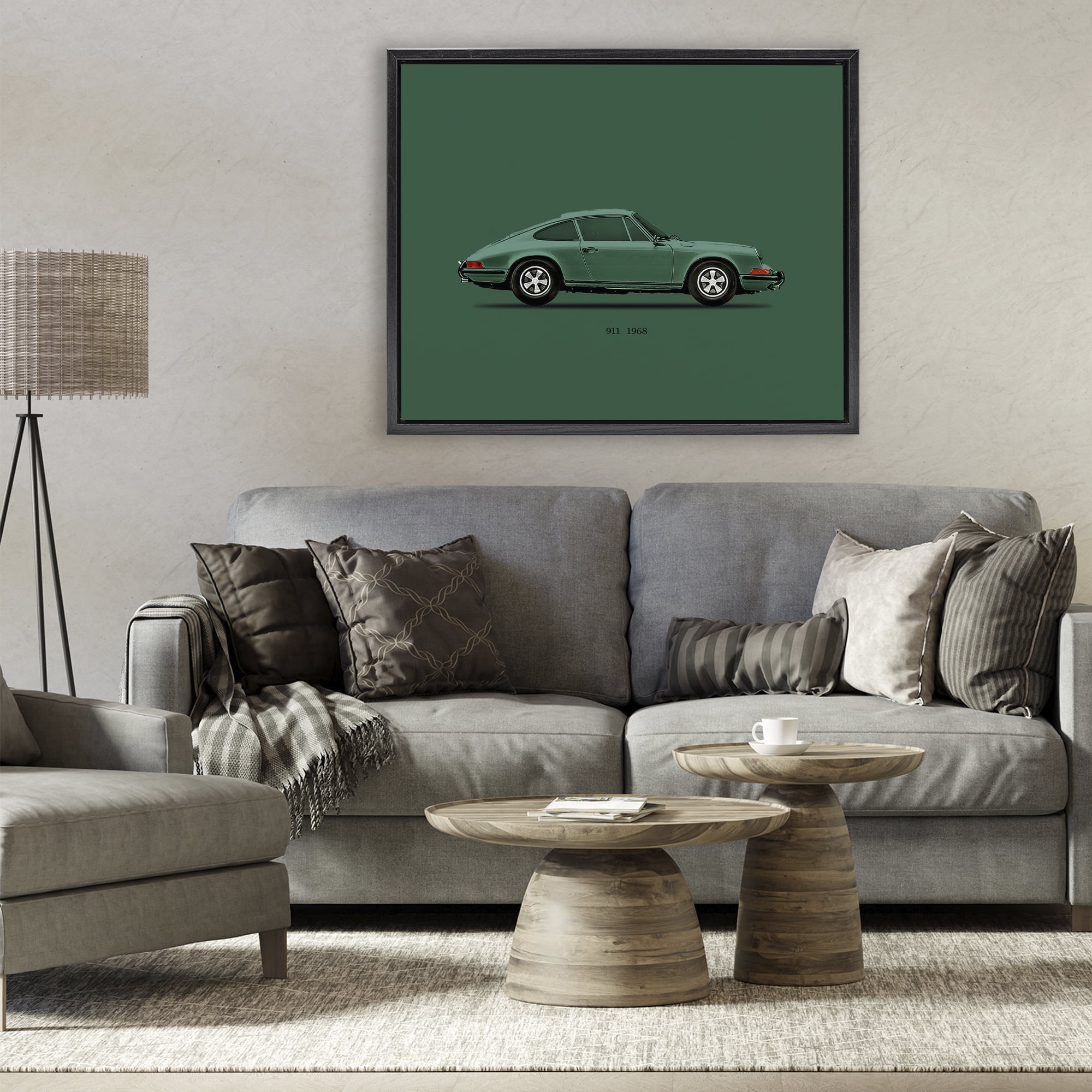 Stupell Industries Green Toned Classic Car Black Framed Floater Canvas Wall Art, design by Mark Rogan