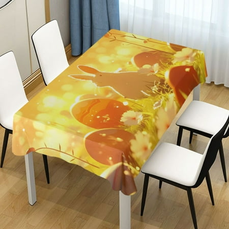 

ALAZA Rabbit Yellow Eggs Rectangle Tablecloth Tablecover Dinning Table Cloth 60 x90