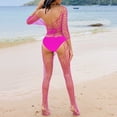 thumbnail image 5 of JSGEK Women Triangle Bikini Set with Fishnet Cover Up Sheer Long Sleeve Lingerie for Beach Vacation Pink Free Size, 5 of 5