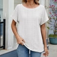 thumbnail image 7 of Summer Plus Size Shirts for Womens Fashion Short Sleeved Hollow Round Neck Solid Color Short Sleeved Round Neck Top/shirt, 7 of 7