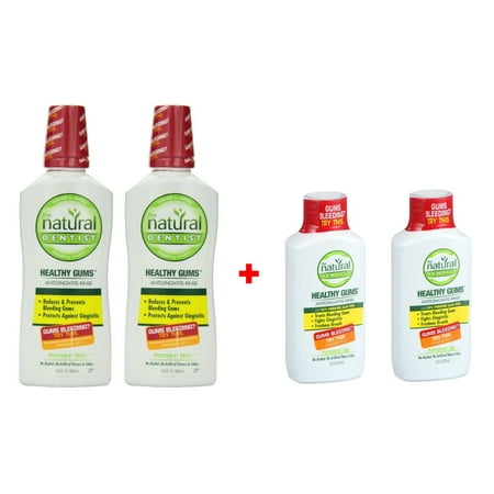 Travel Rinse - Natural Dentist Healthy Gums Peppermint Twist Antigingivitis Rinse, 16.9 Ounce PK/2 + 2 FREE Travel Size Bottle