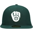 thumbnail image 2 of Men's New Era Green Milwaukee Brewers White Logo 59FIFTY Fitted Hat, 2 of 6