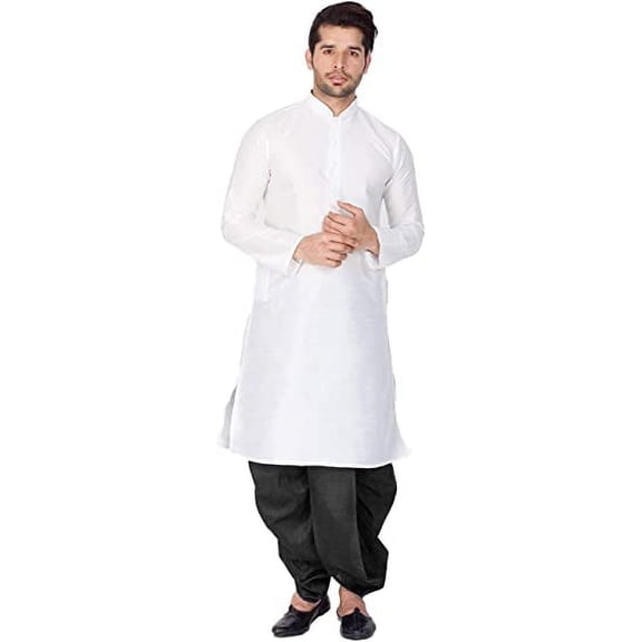 Royal Kurta Men's Silk Desginer Dhoti Kurta Set (40, Multi 4)
