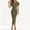 Army Green, variant on Women's Puff Sleeve Bodycon Work Dresses Crew Neck Business Casual office Pencil Dress Black XL(XL)