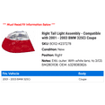 thumbnail image 2 of Right Tail Light Assembly - Compatible with 2001 - 2003 BMW 325Ci Coupe 2002, 2 of 2