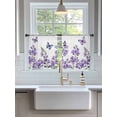 thumbnail image 3 of Sheer Curtains 45 Inch Length 2 Panels Set for Kitchen, Purple Flowers Semi Sheer Curtains for Windows, Butterfly Spring Floral Watercolor Farmhouse Voile Window Treatments Rod Pocket Curtain, 3 of 7