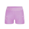 thumbnail image 3 of Hansber Kids Girls Dance Gymnastics Shorts Shiny Rhinestones Elastic Waistband Yoga Tennis Shorts Hot Pants Light Purple 6, 3 of 6