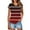 Dark Red, variant on Casual V-Neck Shirt for Women Short Sleeve Raglan Color Block Printed Pattern Loose Fit Tee
