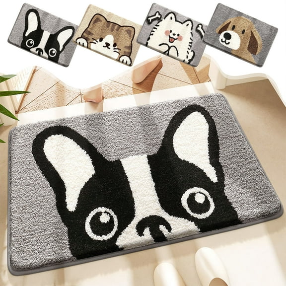 CQCYD under $5 Dog Bath Mat, Dog Door Mat, Cute Bathroom Rug, Soft Microfiber Absorbent Washable Non-Slip Decor Bath Mat for Sink, Shower, Tub, Entry Way