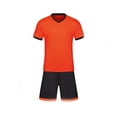 thumbnail image 2 of Conjuntos de blusas y camisas de manga corta con cuello en V. Conjunto de traje de fútbol de color sólido para niños para juegos deportivos universitarios, partidos de rendimiento, uniformes de entren, 2 of 5