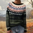 thumbnail image 2 of sususu Womens Fair Isle Sweaters Argyle Iceland Norway Sweaters Fairisle Pattern Long Sleeve Boat Neck Pullover Jumper Tops,A02-Dark Green,M, 2 of 5